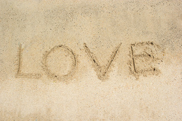 Love text on the beach.