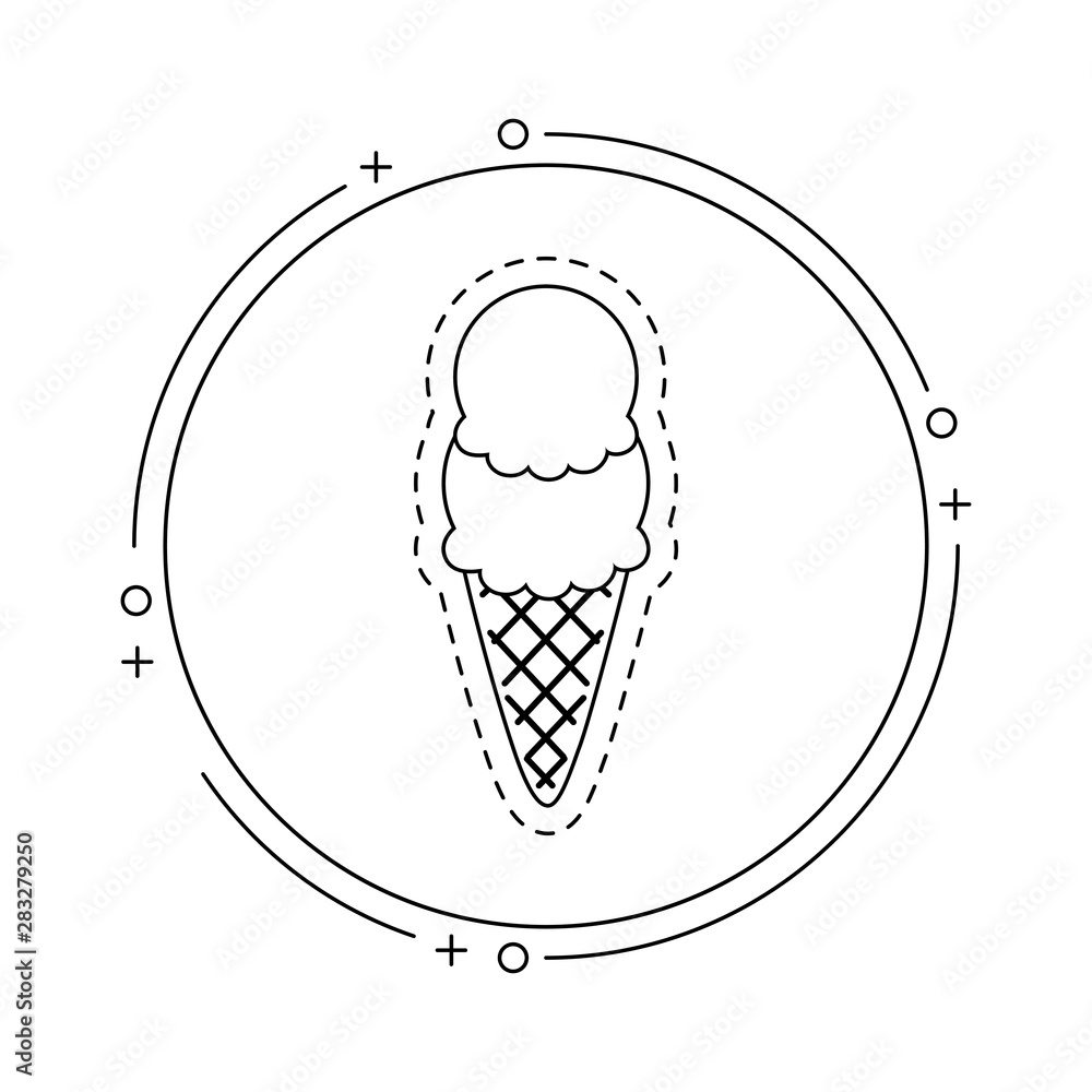Poster patch with ice cream in frame circular