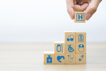 Medical and Health Wood Block Concept.