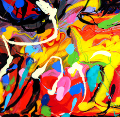 Abstract background colorful oil painting multi colors .