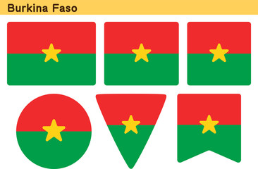 「ブルキナファソの国旗」6個の形のアイコンデザイン
