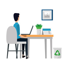 Fototapeta premium man in office workplace scene with laptop