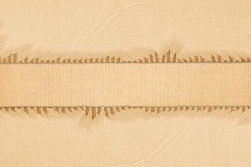 Brown corrugated or cardboard sheet texture paper torn space backgroundof