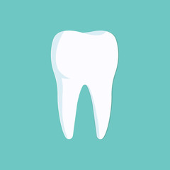 Teeth icon. White healthy tooth and bad tooth with cavities. Vector illustration in flat style