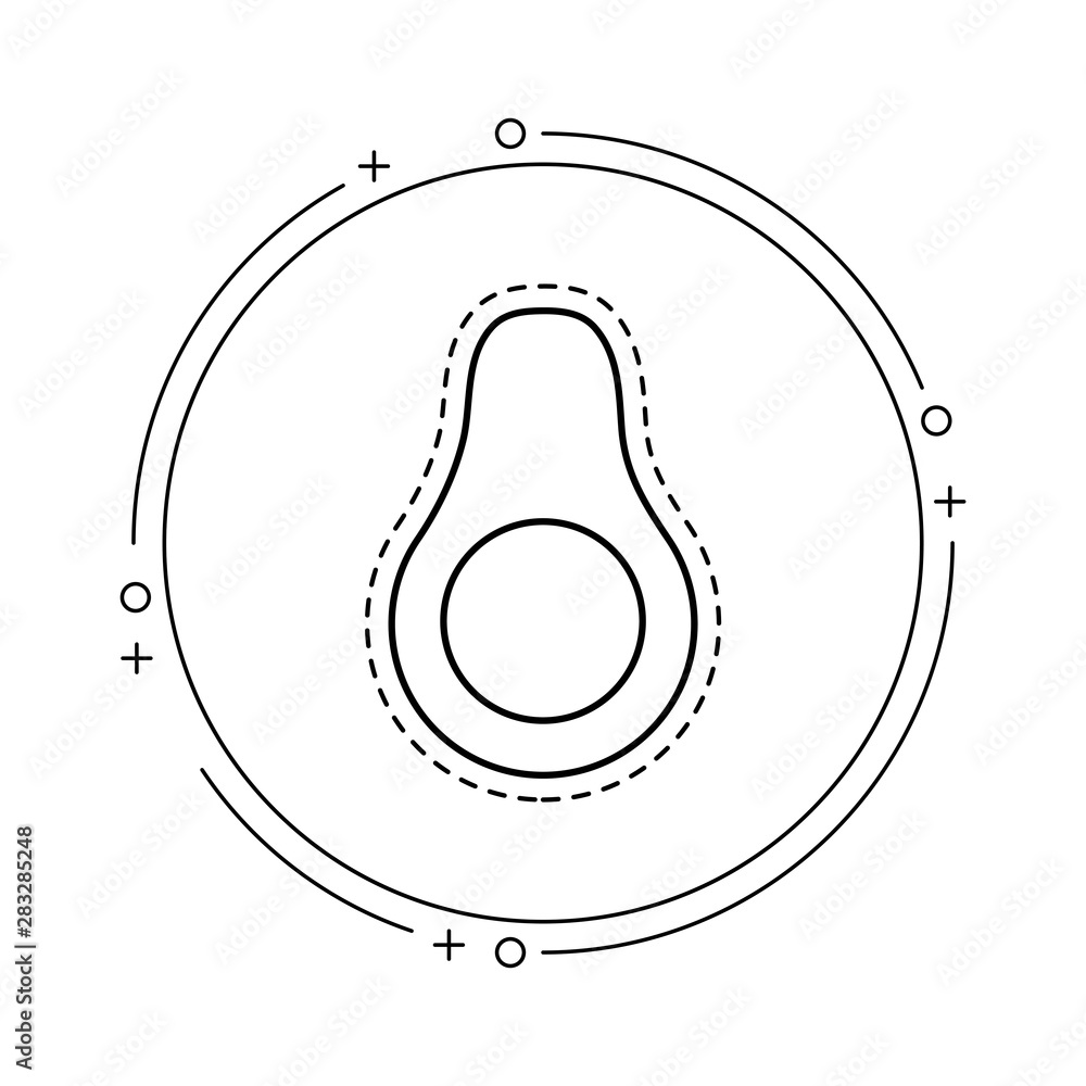 Poster patch of fresh healthy avocado in frame circular