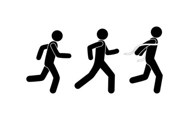 Fototapeta na wymiar pictogram running people, sporting events, marathon icon, stick figure winner icon