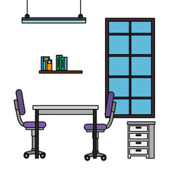 office work place scene icons