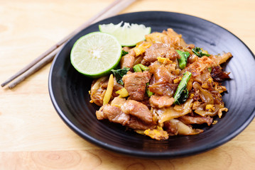 Thai food, stir-fried rice noodle in soy sauce (Pad See Ew)