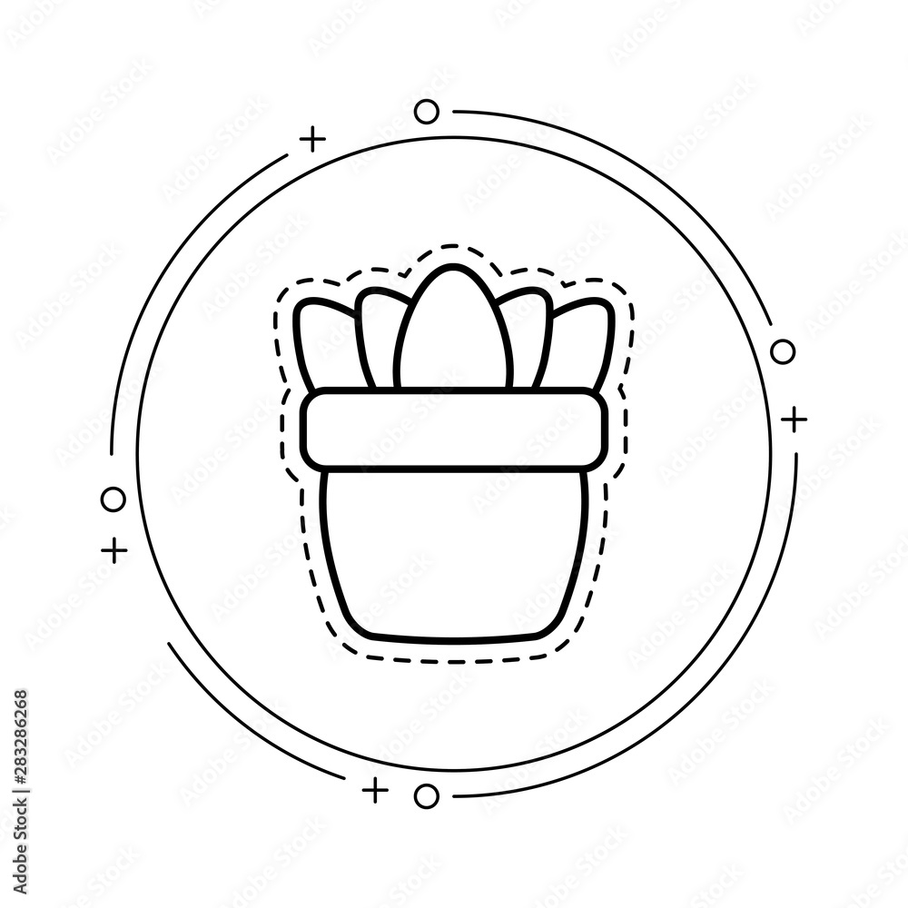Poster patch of houseplant in pot with frame circular