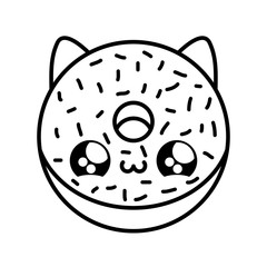 delicious donut with face cat kawaii style