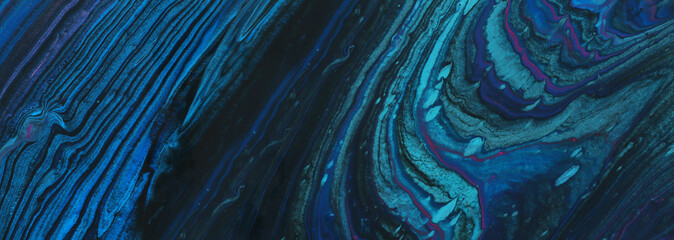abstract marbleized effect background. Blue, mint and black creative colors. banner