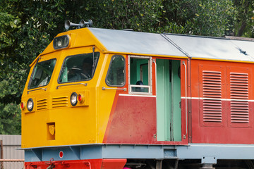 railway locomotive or train engine, rail transport vehicle provides motive power for train
