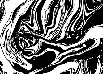 Black and white marbled paper hand drawn background. Vector illustration.