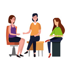 elegant business people workers seated in office chairs