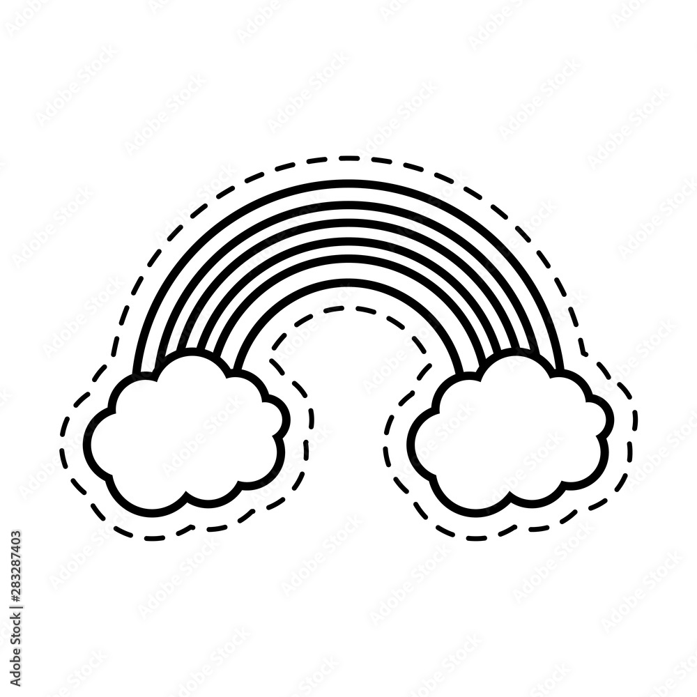 Poster patch with rainbow and clouds