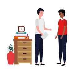 men in house place with drawer scene