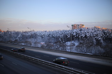 car on road in winter