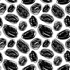 Seamless pattern with scribbles lines. Doodle modern monochrome background.