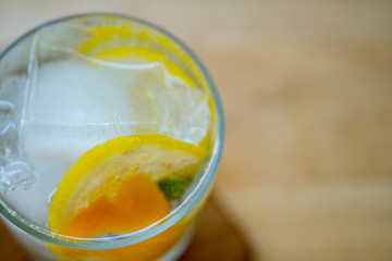 Mojito cocktail or soda drink with orange