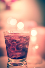 Glass of soft drinks placed on the table