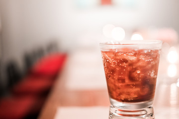 Glass of soft drinks placed on the table