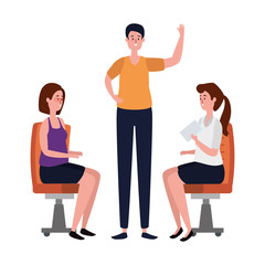 Obraz premium elegant business people workers seated in office chairs