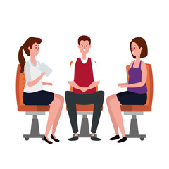 Obraz premium elegant business people workers seated in office chairs
