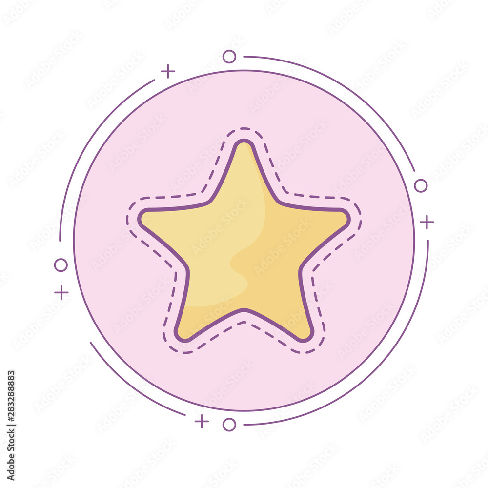 Poster patch of cute star in frame circular