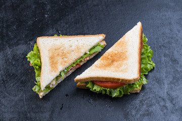 Fresh sandwich with shrimp and egg in Swedish style