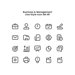 Business and Work Management Minimal Simple Line Icon Set Vector Illustration
