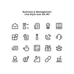 Business and Work Management Minimal Simple Line Icon Set Vector Illustration