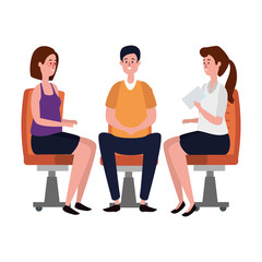 elegant business people workers seated in office chairs