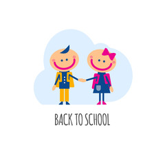 Obraz na płótnie Canvas Boy and girl going back to school