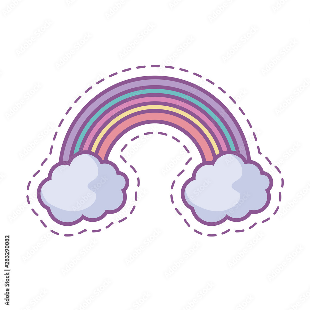 Poster patch with rainbow and clouds