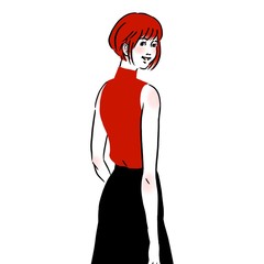 オフィスにいるフォースリーブを着た若い女性