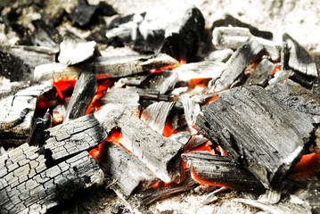 Ancient fire by using charcoal from wood.