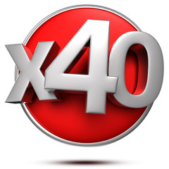Fototapeta premium x40 3d rendering on white background.(with Clipping Path).