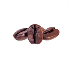 Fresh roasted beans on white background.