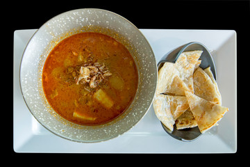 Beef or chicken mussaman curry and Fried roti.