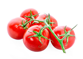 Tomato. Tomato branch. Tomatoes isolated on white. With clipping path. Full depth of field.