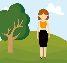 young woman beauty in landscape nature