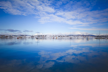 Fototapeta premium The port of Ushuaia in winter.