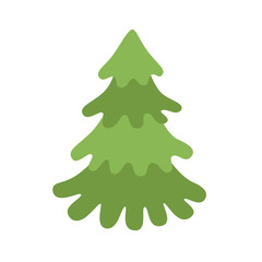 Green xmas tree isolated on white. Vector tree christmas green