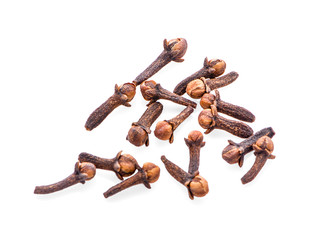 dry cloves on white background