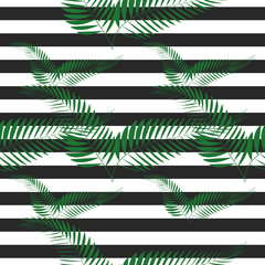 seamless tropical vintage palm pattern on zebra background