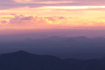 Scenic View Of Silhouette Mountains Against Sky During Sunset and beam