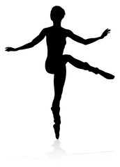 Fototapeta na wymiar Ballet dancer silhouette dancing in a pose or position
