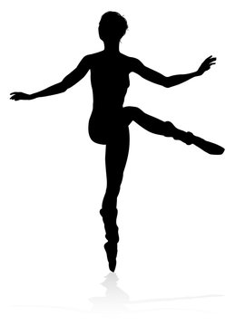 Ballet dancer silhouette dancing in a pose or position