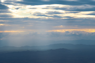 Scenic View Of Silhouette Mountains Against Sky During Sunset and beam