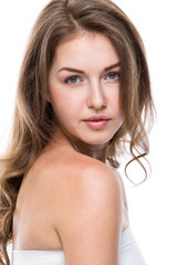 Beauty woman face portrait beautiful model girl with perfect fresh clean skin